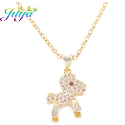 Juya 2020 New Arrival Animal Necklace Micro Pave Zircon Gold/Rose Gold Pendant Trojan Horse Necklace For Women Girls