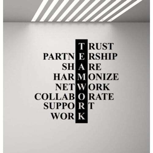 Office Wall Decal Teamwork Rules Vinyl Sticker Success Poster Work Business Wall Room Decor Motivation Stickers Quote 935 D598