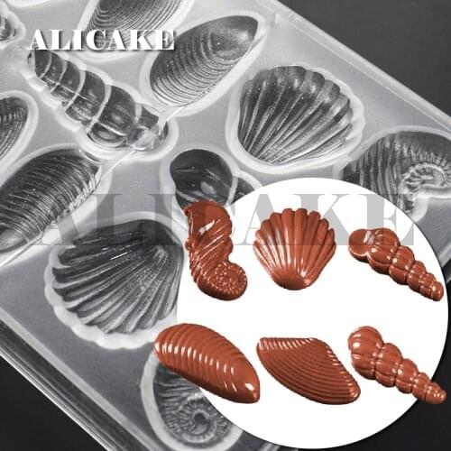 Polycarbonate Chocolate Mold Form Scallop Hippocampus Mold Baking Pastry Tools for Baker Decorating Cake Bakeware Dessert Mould