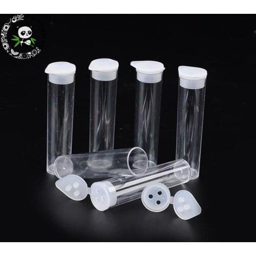 Clear Tube Plastic Bead Containers with Lid, Clear, 68x18mm