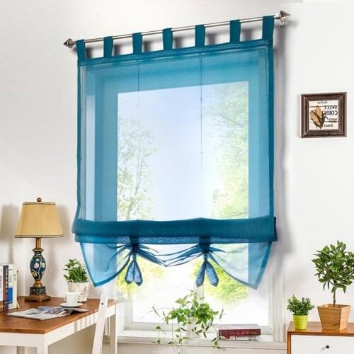 Roman Curtains 1 PCS/Lot Tulle Curtains Sheer Window Curtain For Kitchen Living Room Voile Screening Panel With Plastic