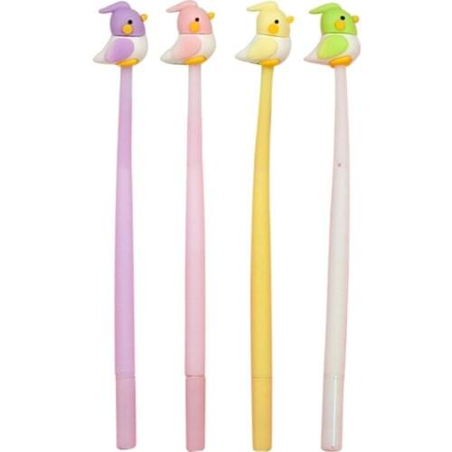 4 Pack Creative Parrot Gel Pen Refillable Liquid Gel Pen 0.5mm Refills Party Giveaways Supplies Class Reward for School