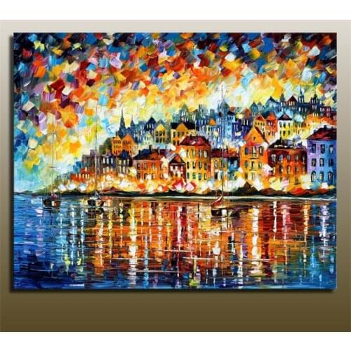 Hand Painted Modern Abstract Tree Knife Oil Paintings on Canvas Wall Art Poster and Pictures Christmas Decorations for Home