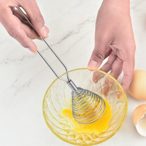 Manual Egg Beater Stainless Steel Spring Coil Coffee Milk Hand Whisk Mixer Egg Foamer Egg Cream Stirring Kitchen Tools