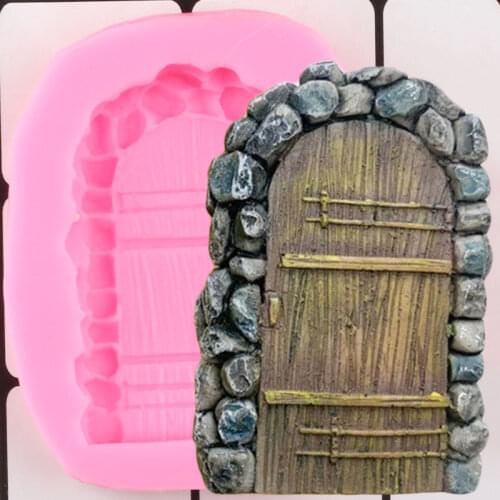 Fairy Garden Stone Door Silicone Mold Cake Border Fondant Cake Decorating Tools Candy Chocolate Gumpaste Moulds Cookie Baking