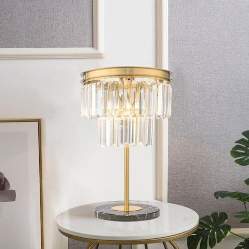 Modern simple double crystal table lamp bedroom bedside lamp creative villa model room decorative lamp