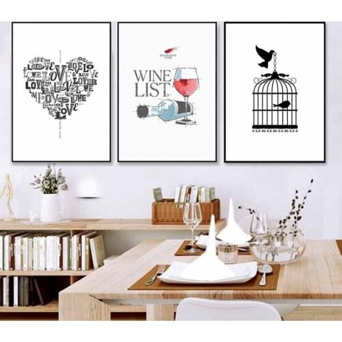 Modern Abstract Love Heart Wine Prints Kitchen Posters Canvas Paintings Nordic POP Wall Art Pictures For Living Room Home Decor