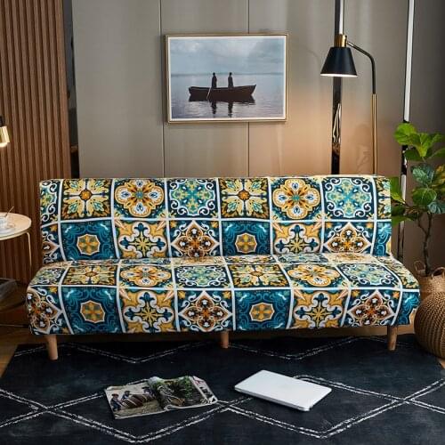 Modern Geometric Print Folding Sofa Bed Cover Without Armrest Universal Stretch Couch Cover Furniture Slipcover Sofa Protector