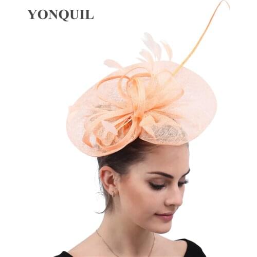 Bridal Net Feather Hats Fascinators Women Elegant Wedding Hat Bridal Sinamay Fascinator Fancy Feather Flower Bride Hat Headwear