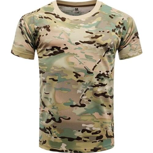 Outdoor Camouflage Quick Dry Short Sleeve Shirts Camping Tactical T-shirts Men Hunting Army Camo Military Airsoft Hiking Shirts