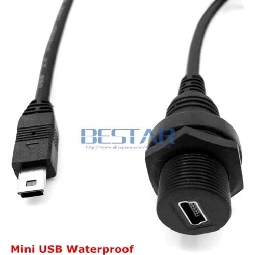 20CM Mini USB & Micro USB 2.0 IP67 Waterproof Cable,Mini-USB Micro-USB Male to Female Water Proof Connector Extension cord 1m