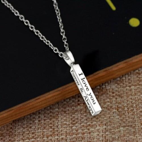 Wishing Column Letter Necklace I Love You Forever&always Personality Date Neckalces for Women Men Jewelry Gift