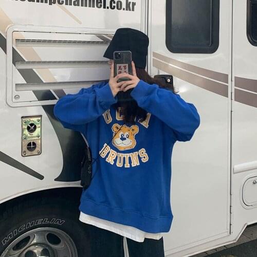 Womens Sweatshirts Japanese Harajuku Ulzzang Vintage Lazy Letter Printed Loose Sweatshirt Female Korean Cute Clothing For Women
