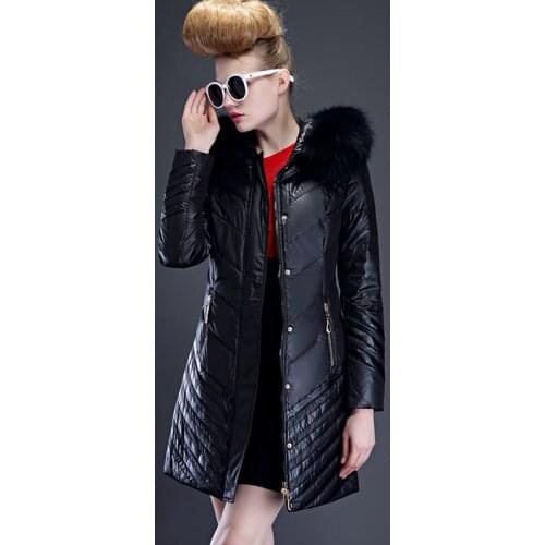 Winter Womens Jacket European Top New Long Down Warm Parka Coat Slim Ladies Casual Jacket With Raccoon Nagymaros collar YYJ0008
