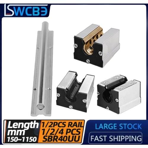 Standard open box type linear guide carriage SBR40 guide rail，L=150-1150mm，Copper sleeve + dustproof, dustproof + pressure plate