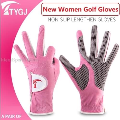 1 Pair Women Pgm Golf Gloves Professional Left And Right Hand Gloves Ladies Breathable Anti-Slip Sports Mittens Sweat Absorbent