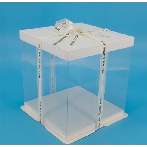 21.5*23 cm White Transparent Square Cake Box For 6inch Cake 8 inch Flower Gift Package