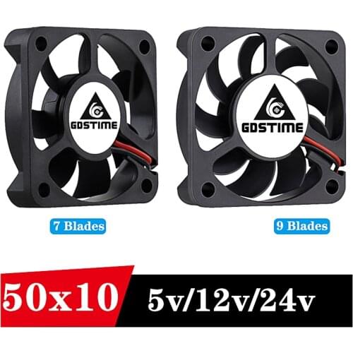 5Pcs Gdstime 50x50x10mm DC 5V 12V 24V XH2.5 PH2.0 2Pin Mini Cooler Radiator Motor 5cm Cooling Axial Fan 50mm x 10mm 5010