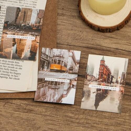 Multi-use 5.2*8cm 54pcs Mini Card city in rain theme Scrapbooking party invitation cards valentine Christmas Scrapbooking