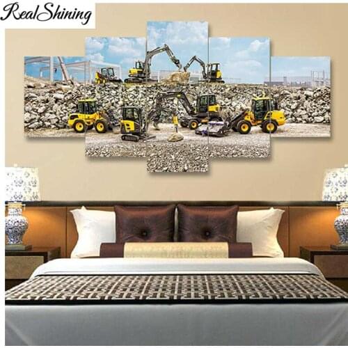 5D Diy Diamond Painting 5pcs "Farm Tractor Landscape"painting rhinestones Embroidery full square round Mosaic stickers FS6605