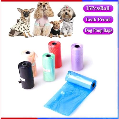 15Pcs/Roll Biodegradable Dog Poop Bags - Durable Leak Proof Pet Waste Bags - Supports Dog Rescue