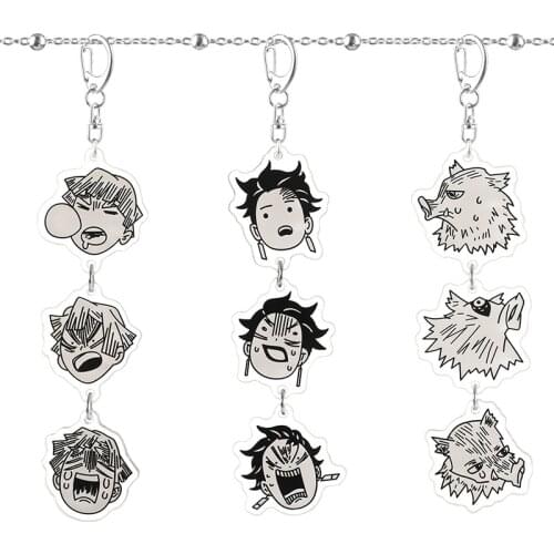 Anime Demon Slayer Cosplay Kimetsu No Yaiba Keychain Acrylic Fashion Long Pendants Cute Cartoon Pendant Keyring Jewelry Gifts
