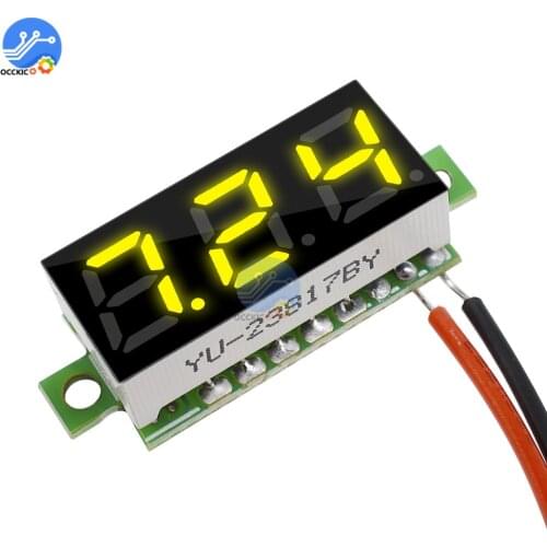 Digital Voltmeter DC 2.5-30V Digital0.28 inch Screen Voltage Panel Meter Yellow For Electromobile Motorcycle Car Game Accessory