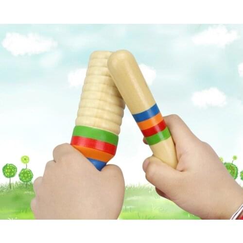 Wooden Musical Instrument Sound Tube Small Single-threaded Ring Percussion Cylinder Croak Frog Barrel for Children Kid Toys