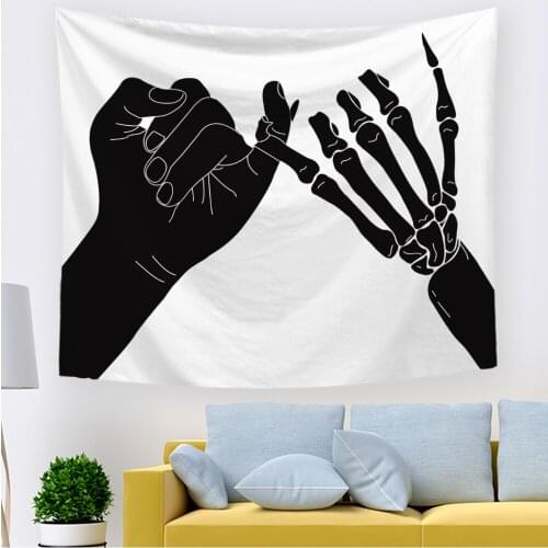 Wall Tapestry Skeleton Holding Tapestry 39x29inch Wall Art Tapestries Hanging for Dorm Room Living Home Decorative White Black