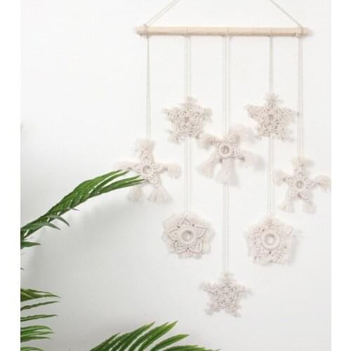 Art Home Ornaments Wall Hanging Dreamcatcher Handmade Woven Macrame Cotton Thread Snowflake Christmas Decor