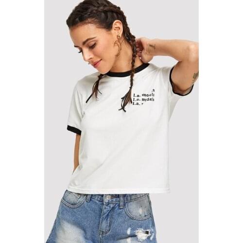 I.a.models black red ringer t-shirt women fashion tees grunge aesthetic camiseta tumblr party Casual art party hipster goth tops