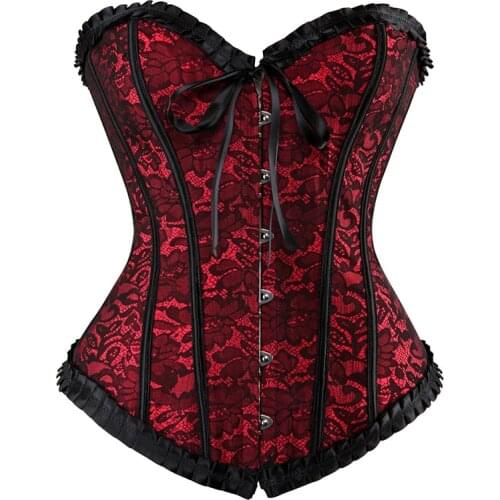 Overbust Corset Sexy Lace Floral Women Bustier Corset Lingerie Tops Evening Dress Waist Cincher Bodyshaper Breasted