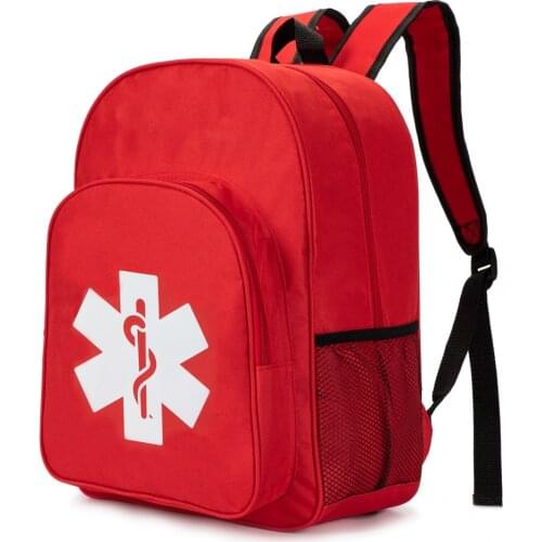 Red Emergency Trauma Bags First Aid Backpack Empty Medical First Aid Bags for Child Care Center Field Trips Camping Daycare