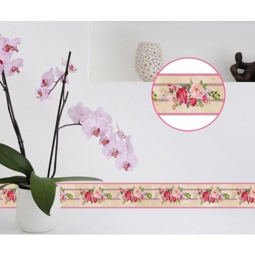 Creative Self Adhesive Baseboard LivingRoom Wallpaper Bathroom Petro Warm Colors Floral Pattern Waistline Wall Stickers YX011