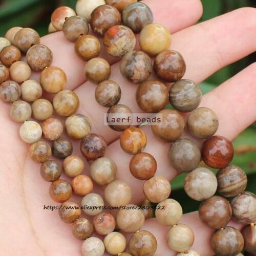 Natural Fossil Wood xylopal stone Round Loose Beads15''/Strand 6/8/10MM Pick Size For Jewelry Making