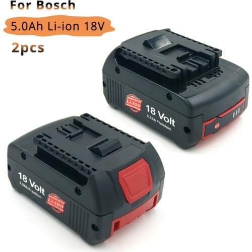 2PCS 5000mAh 18V Lithium Power Tool Replacement Battery for Bosch BAT609 BAT618 BAT620 BAT622 3601H61S10 LED Indicator
