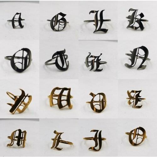 Trendy Stainless Steel Adjustable Size Rings for Men Women Simple 26 A-Z Initial Letter Name Open Ring Wedding Jewelry anel
