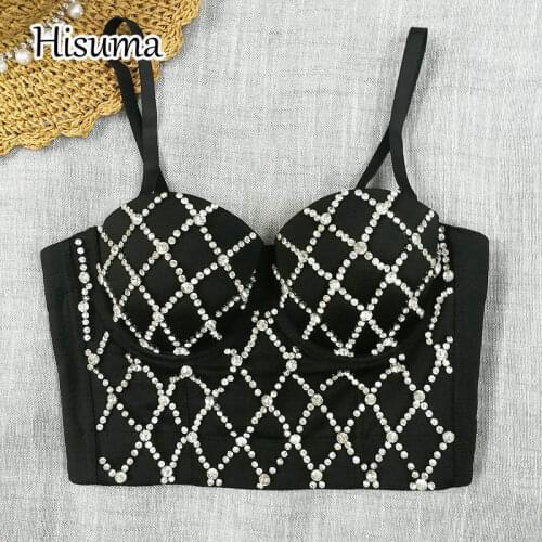 2021 summer new women V-neck strap rhinestones camisole Tube top bra one pcs belt pad wireless Corset female underwear