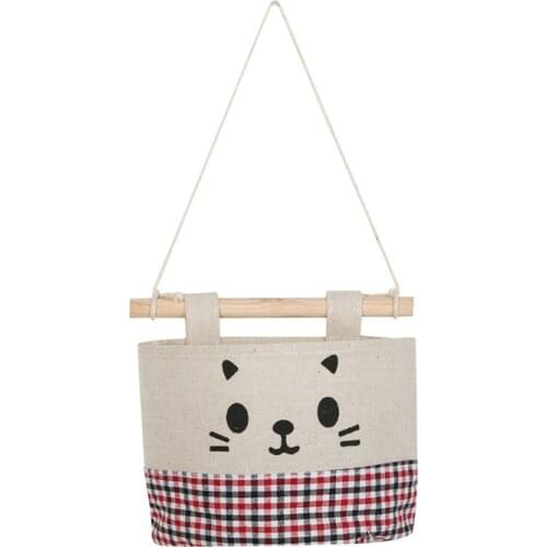 New Cotton Cartoon Cat Hanging Storage Bag Debris Pouch Wall Combination hot sale on F20