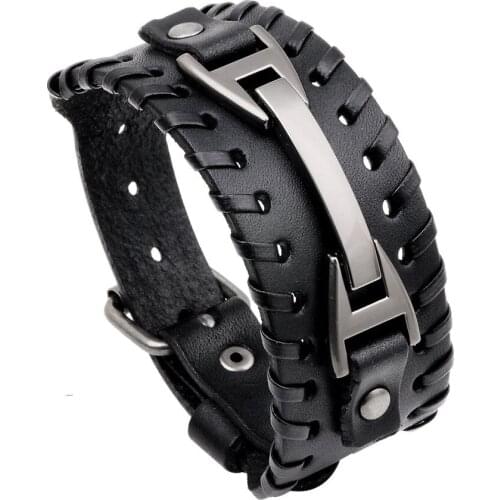 New and fashionable leather bracelet in 2019, suitable for men with high quality and adjustable width bracelet