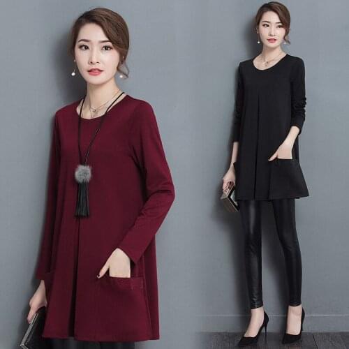 Autumn/winter womens clothing knitted tees womens T shirts shirts without fleece or with fleece european loose clothing