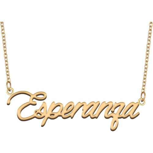 Esperanza Name Necklace for Women Stainless Steel Jewelry 18k Gold Plated Nameplate Pendant Femme Mother Girlfriend Gift