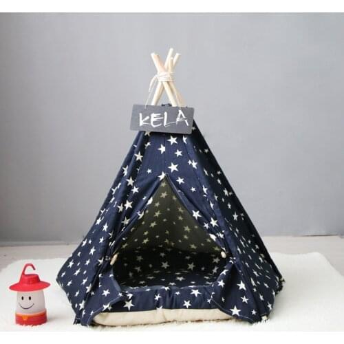 Pet Cat Dog Tent Supplies Creative Foldable Travel Tent Mats For Pets Teepee with Cushion & Blackboard Portable Dog Tents Houese