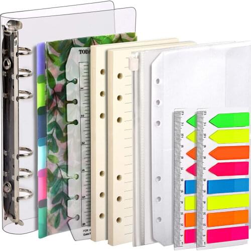 A6 Binder Budget Notebook Refills Set with Page Dividers,Lined Paper Refills, A6 Zipper Binder Pockets,Index Note Tabs & Ruler