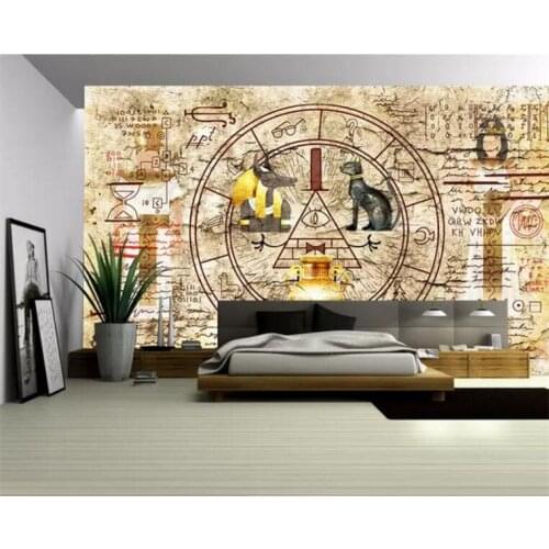 Custom non-woven wallpaper retro wall Egyptian mural bedroom living room sofa background wall
