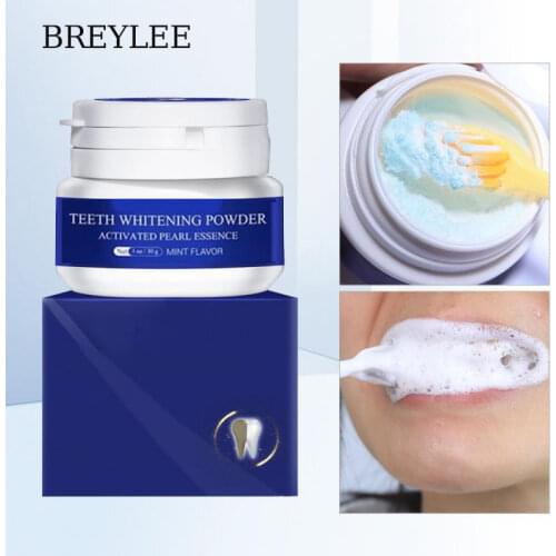 BREYLEE Teeth Whitening Powder Remove Plaque Stains Toothpaste Fresh Breath Oral Hygiene Dentally Tools Teeth Care