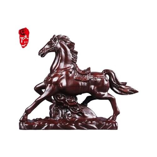 Wood carving Black sandalwood horse zodiac household living room office rosewood craft handicraft Creative Home decoration