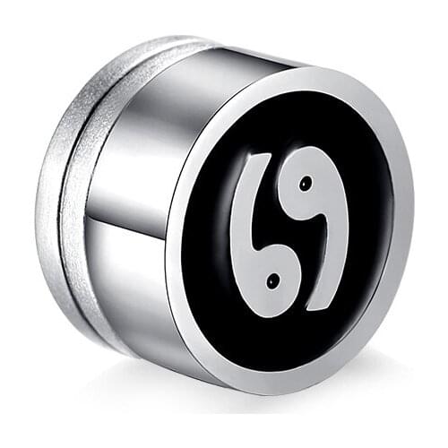 Fashion 12 Constellation Earrings Magnet Magnetic Easy Ear Studs Enamel Black Pattern Earrings for Women and Men Jewelry Gift