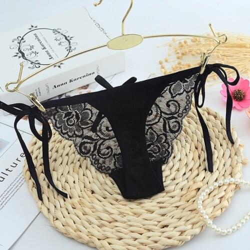 Female Cotton Lace Thong G-string Lace Sexy Underwear Womens Panties Bandages string Lingerie Intimates Thongs Free Size M L XL