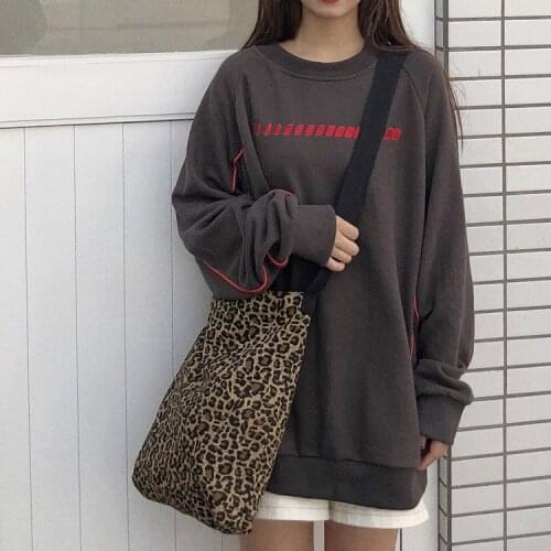 Women Leopard Crossbody Bags Canvas Cloth Cotton Shopping Bags Students School Bags Reusable Eco Handbags Tote